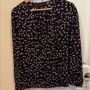 Jones New York Black Heart Print Blouse